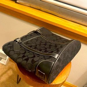 COACH | Black Leather & Canvas Medium Bucket Tote Bag